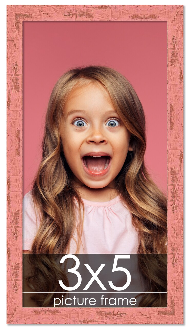 Photo Size Shabby Chic Pink Picture Frame - UV Acrylic, Foam Board Backing, Hanging Hardware